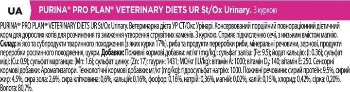 Вологий корм Purina Veterinary Diets для кішок, при захворюванні сечостатевої системи, з куркою, 85 гфото4