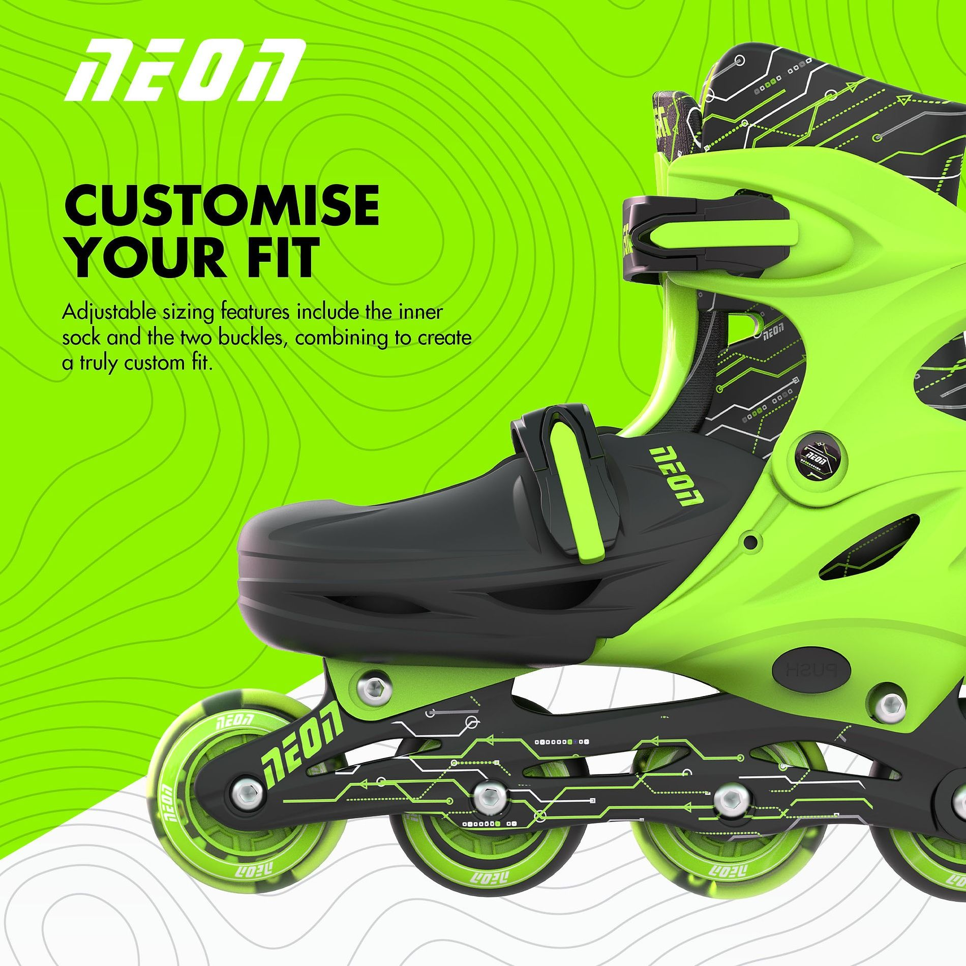 Роликові ковзани Neon Inline Skates Зелений (Розмір 34-37)фото5