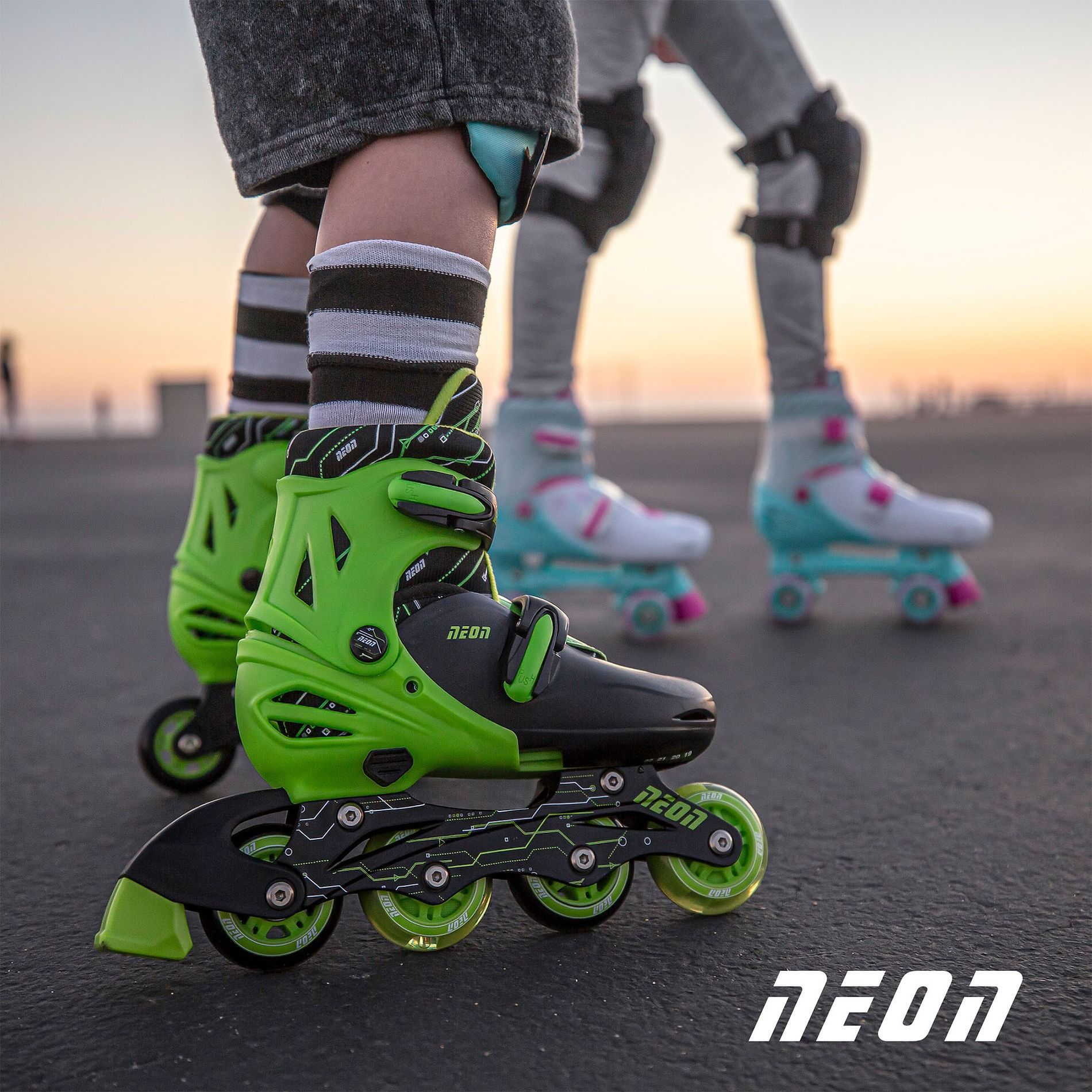 Роликові ковзани Neon Inline Skates Зелений (Розмір 34-37)фото8