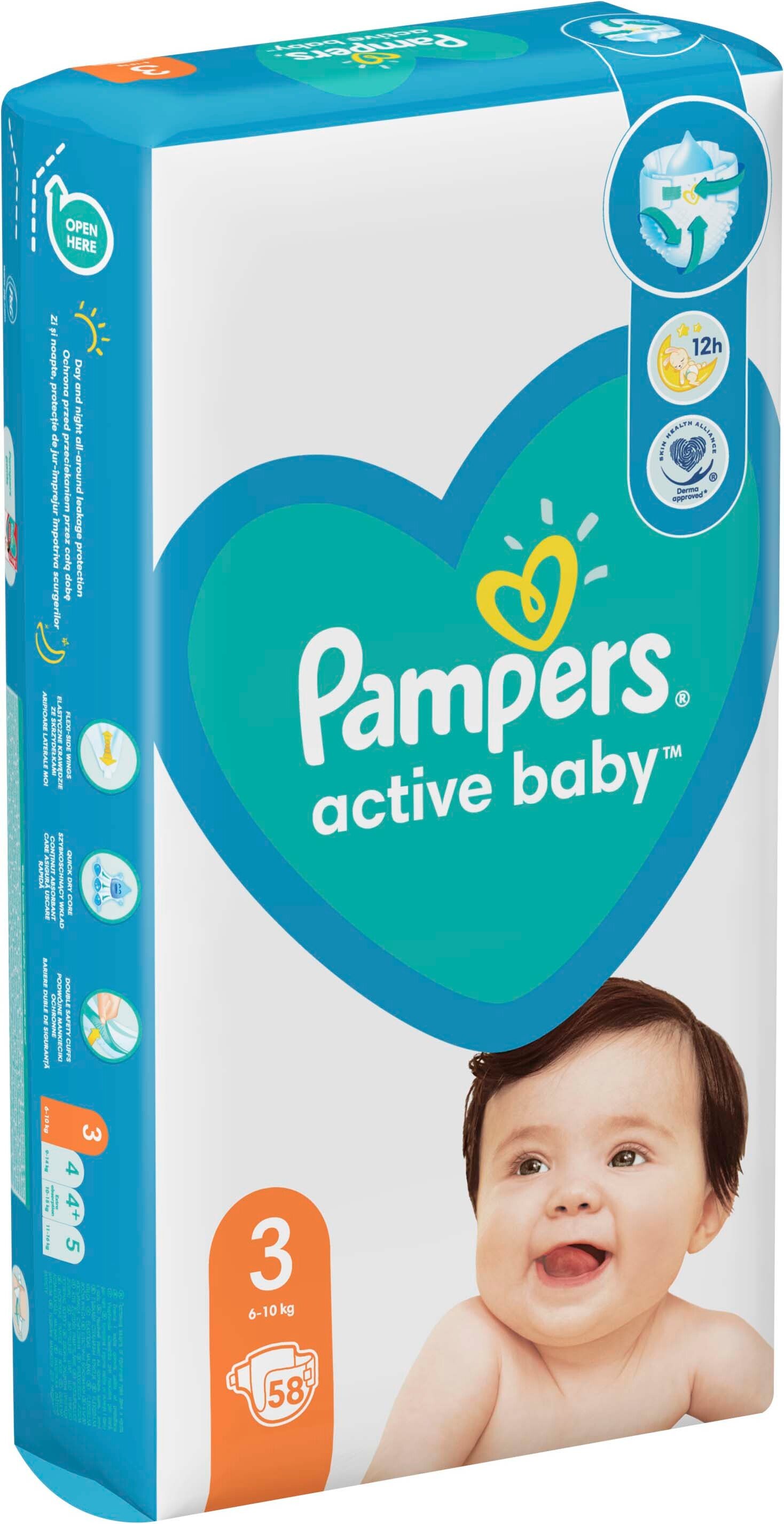 Підгузки Pampers Active Baby Розмір 3 (Midi) 6-10 кг 58 шт.фото3