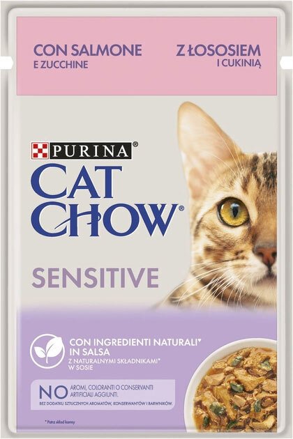 Влажный корм для кошек с чувствительным пищеварением Cat Chow лосось и цуккини в соусе 85г фото 4