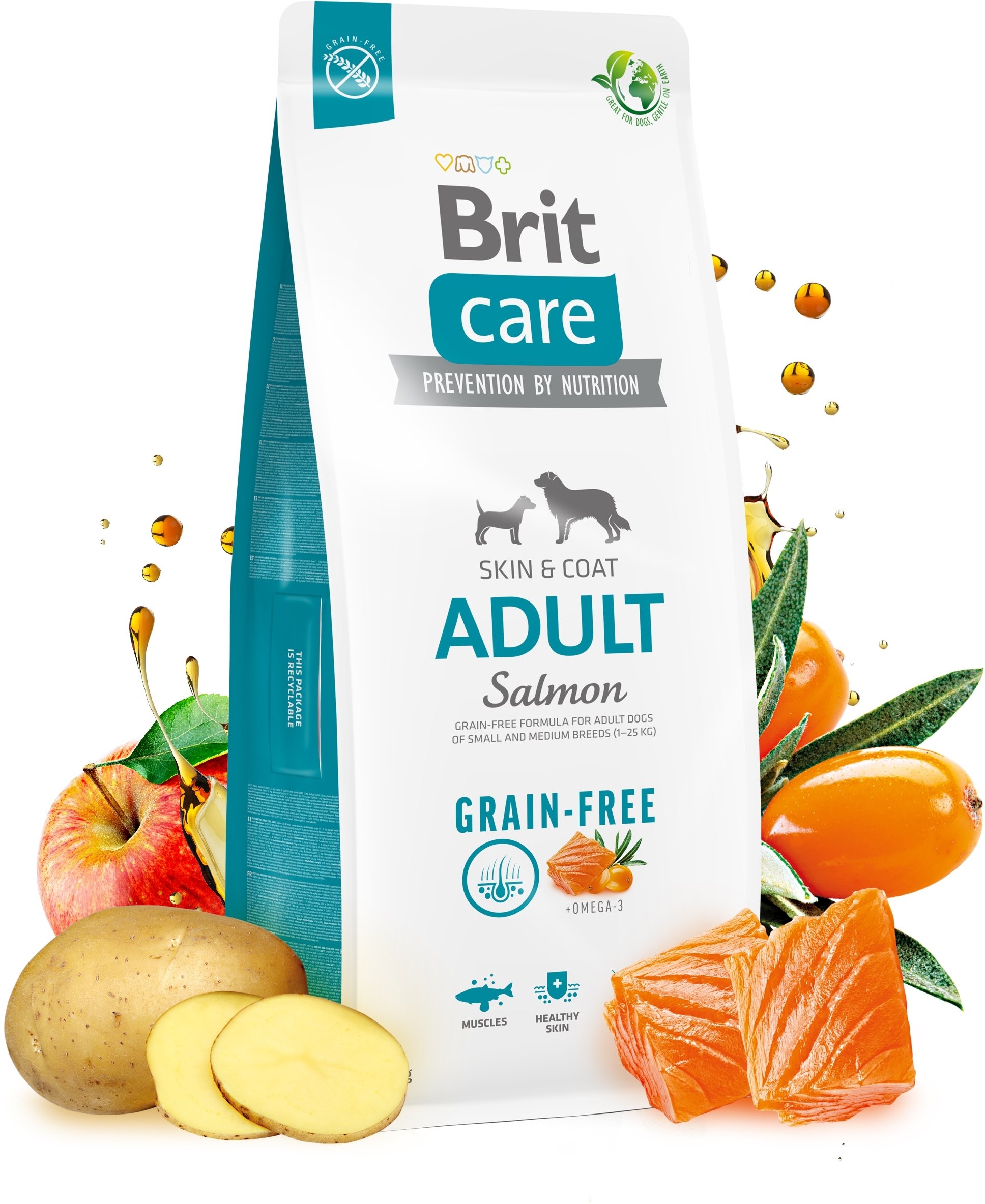 Корм для собак маленьких и средних пород Brit Care Dog Grain-free Adult беззерновой с лососем 1кг фото 4