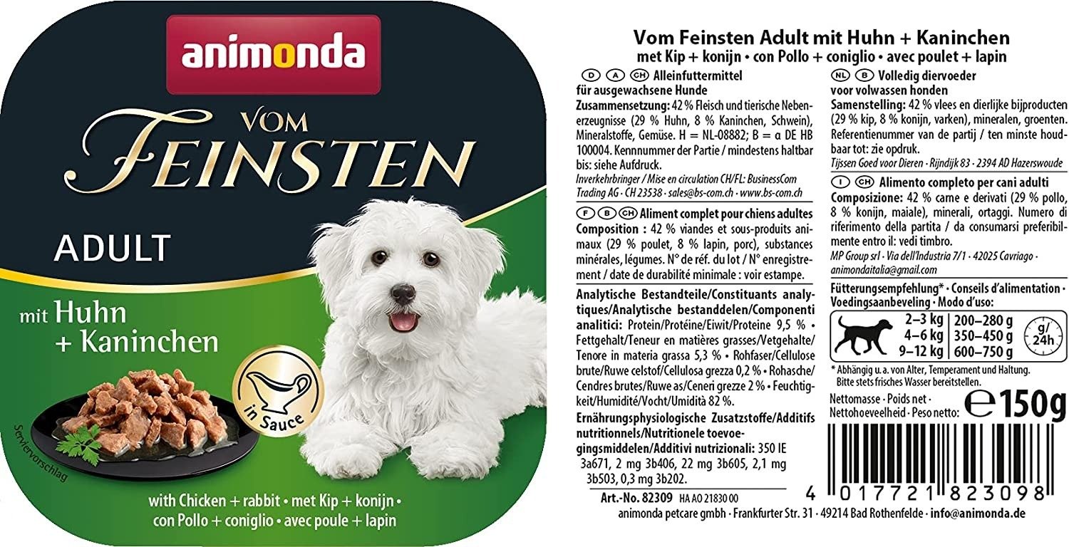 Корм вологий для собак Vom Feinsten з куркою та кроликом 150 гфото2