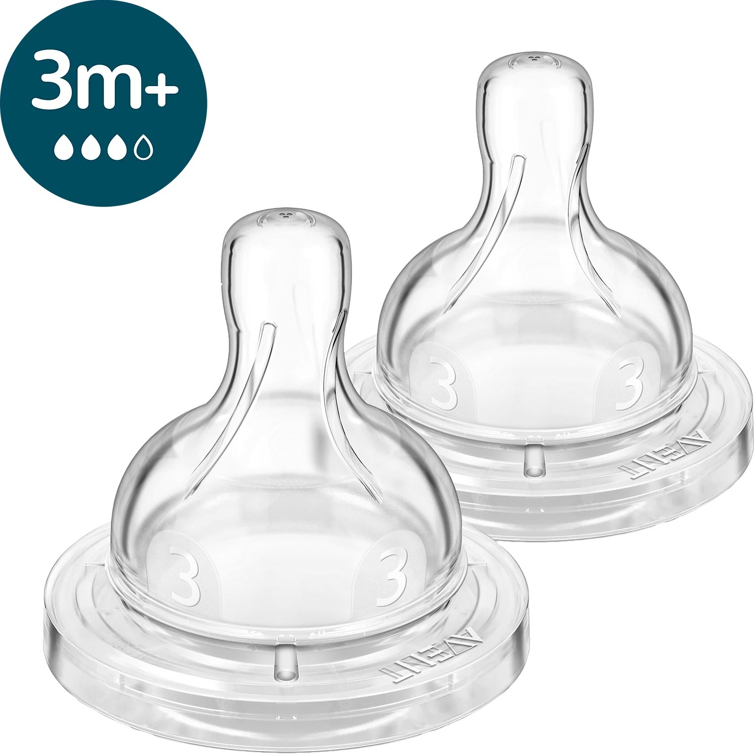 Соска Philips Avent силіконова Анти-колік, 3 міс+., 2 шт, середній потікфото