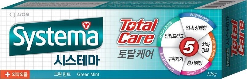 Зубна паста Lion Korea Systema Total Toothpaste з екстрактом зеленої м'яти 120гфото3