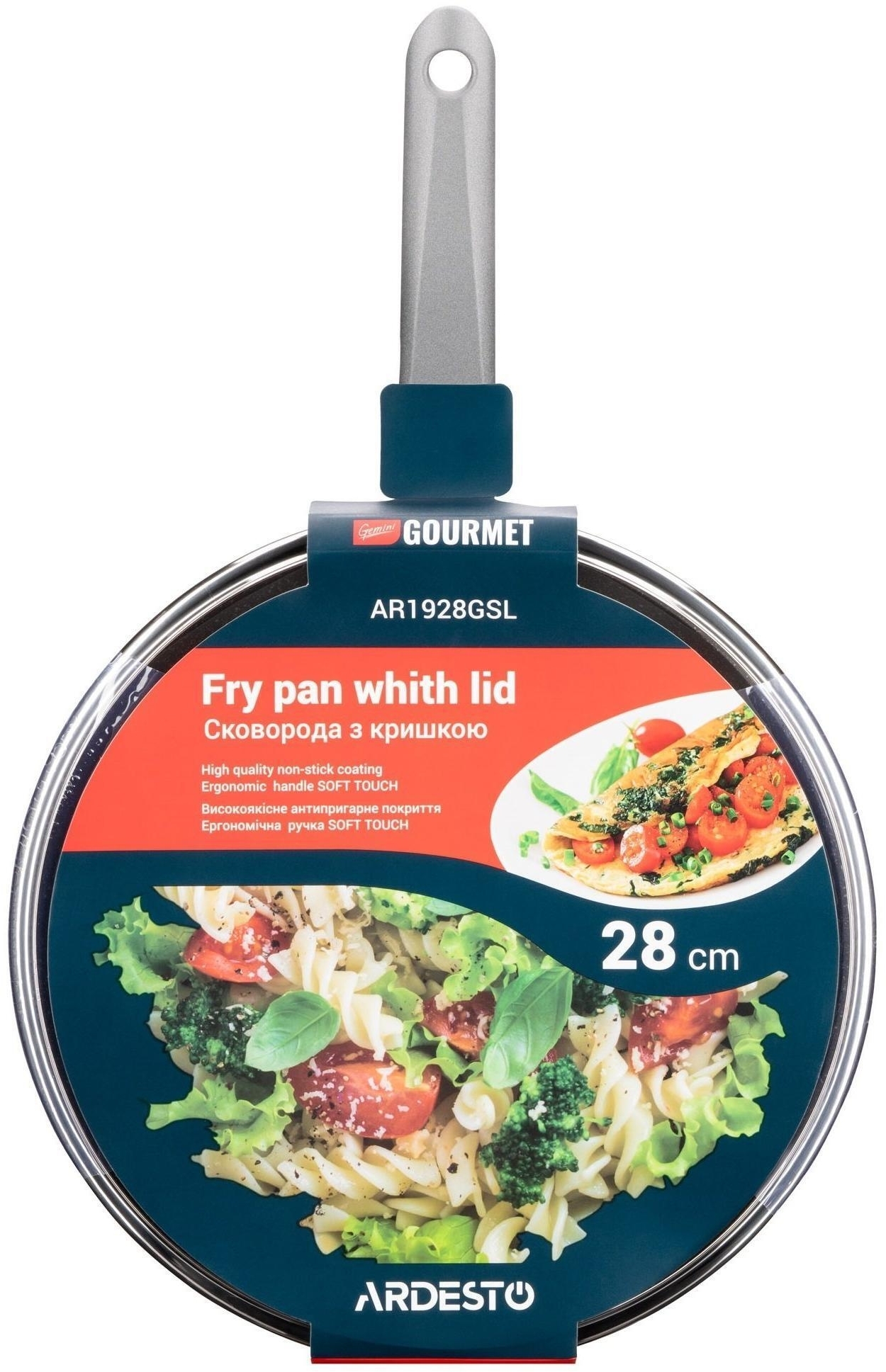 Сковорода с крышкой ARDESTO Gemini Gourmet Vasto, 28см, алюминий, серый (AR1928GSL) фото 