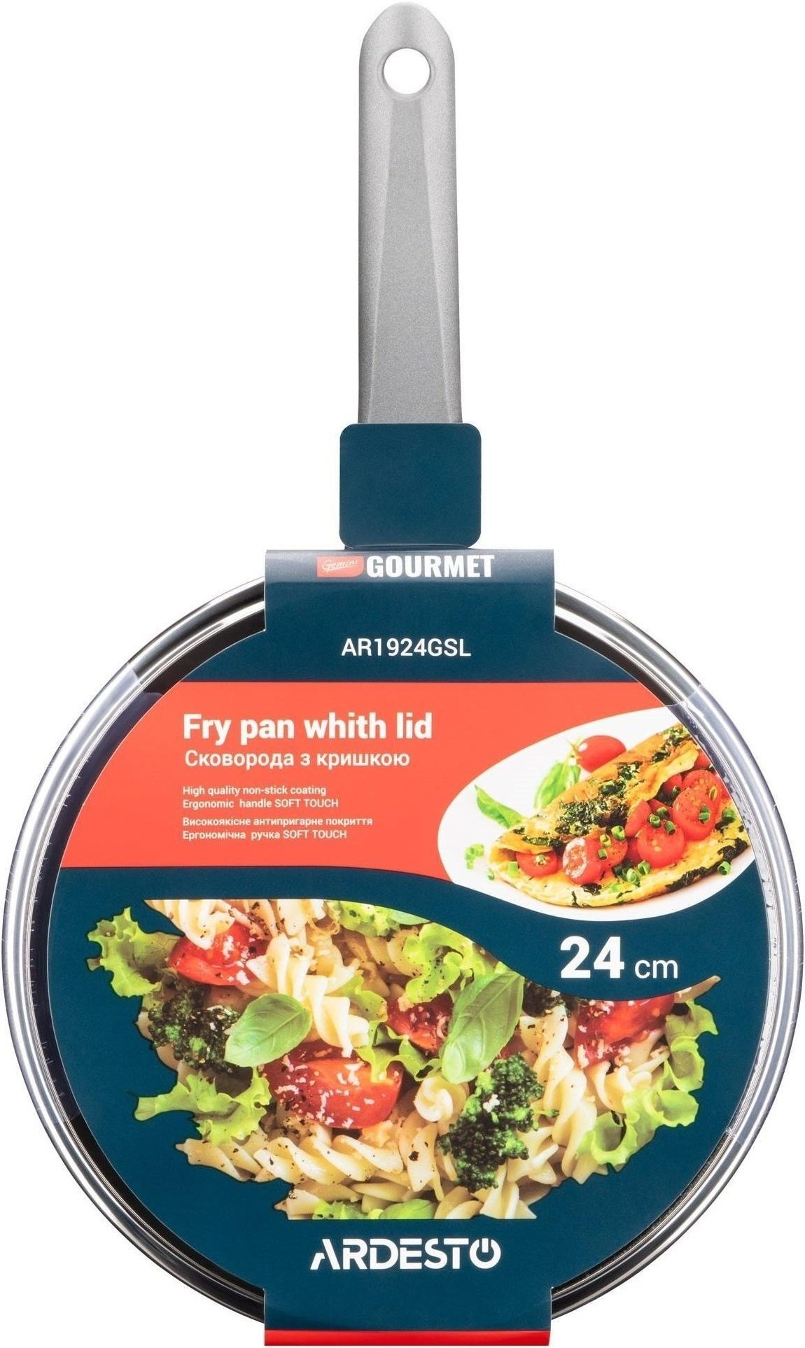 Сковорода с крышкой ARDESTO Gemini Gourmet Vasto, 24см, алюминий, серый (AR1924GSL) фото 