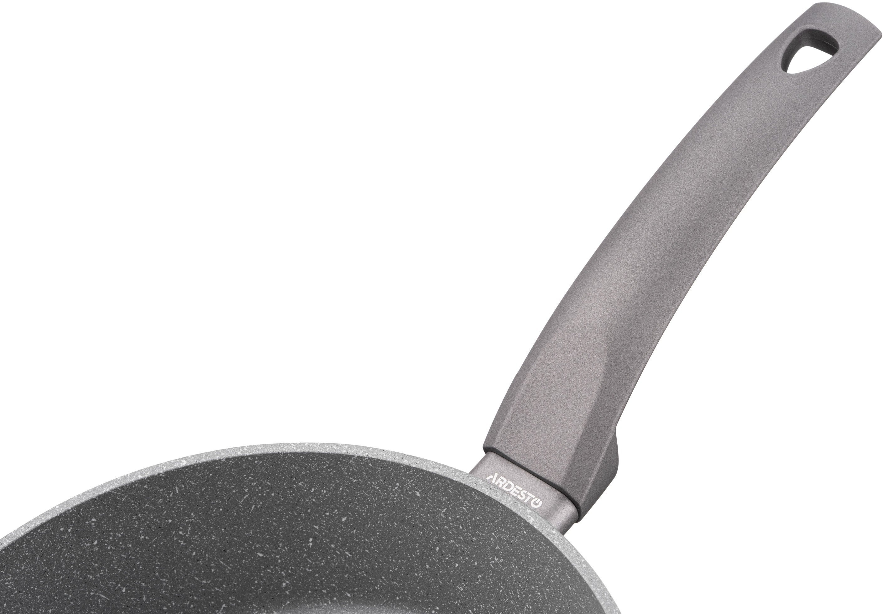 Сковорода ARDESTO Gemini Gourmet с крышкой 28 см, серый мрамор, алюминий (AR2428GGL) фото 