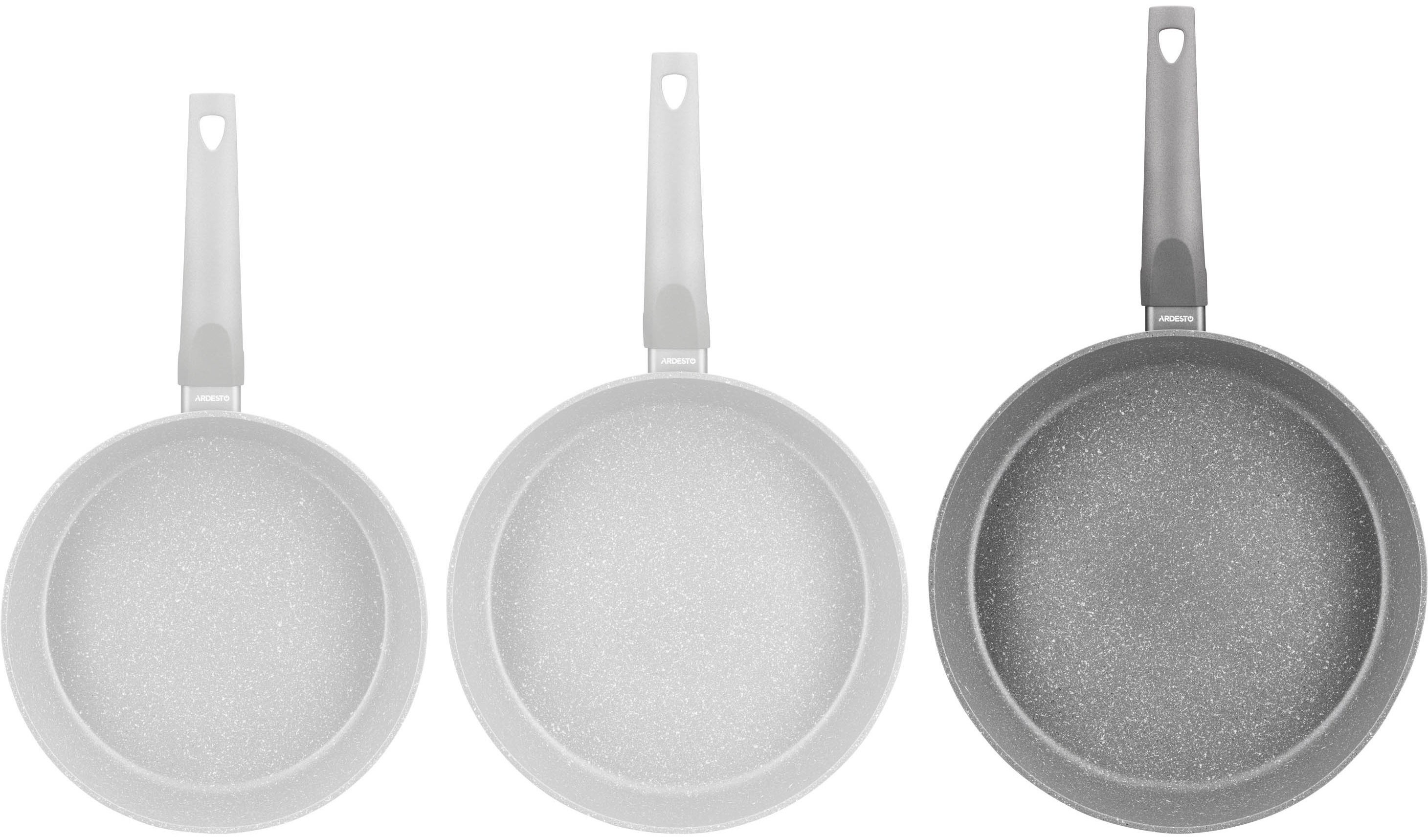 Сковорода ARDESTO Gemini Gourmet с крышкой 28 см, серый мрамор, алюминий (AR2428GGL) фото 