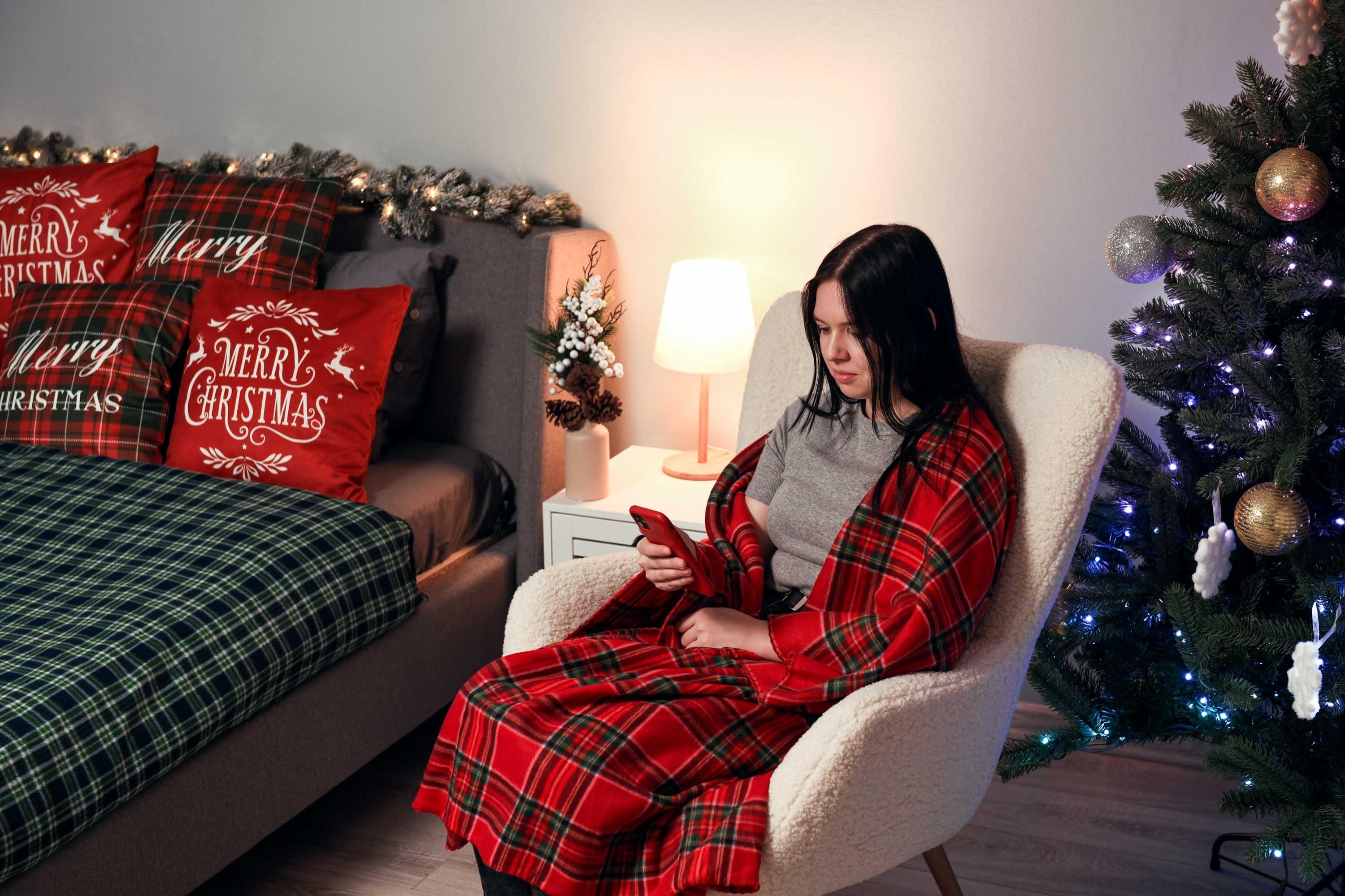 Плед ARDESTO Fleece, 160х200 см, клітинка червона (ART0701PB)фото6