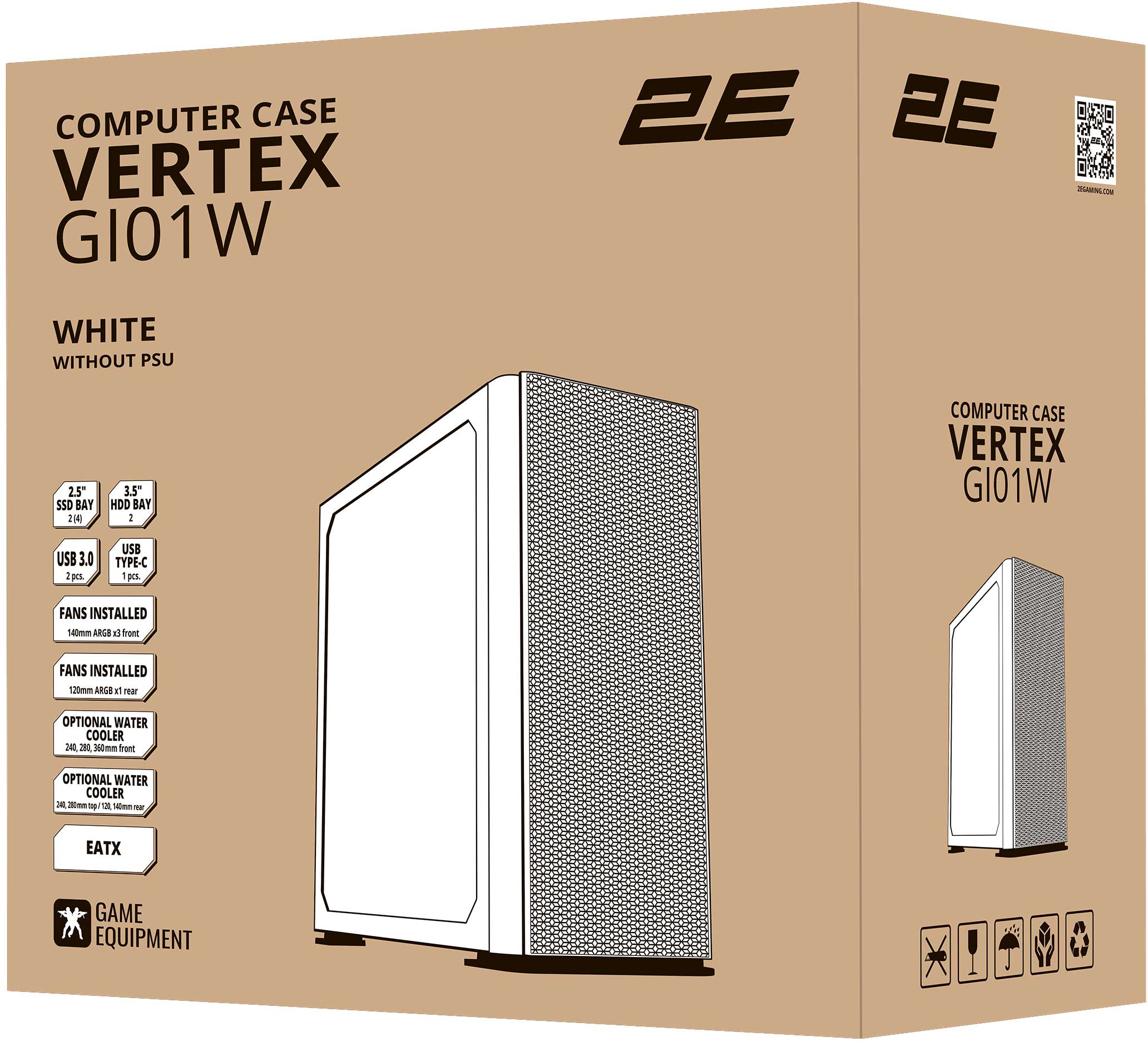 Корпус 2E Gaming Vertex GI01W, без БП (2E-GI01W) фото 