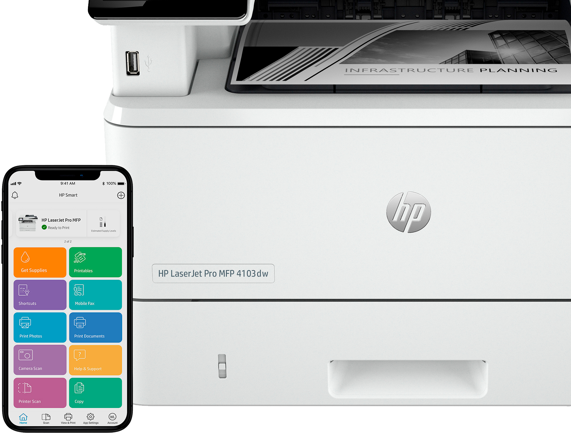 МФУ лазерное HP LaserJet Pro 4103dw c Wi-Fi (2Z627A) фото 7