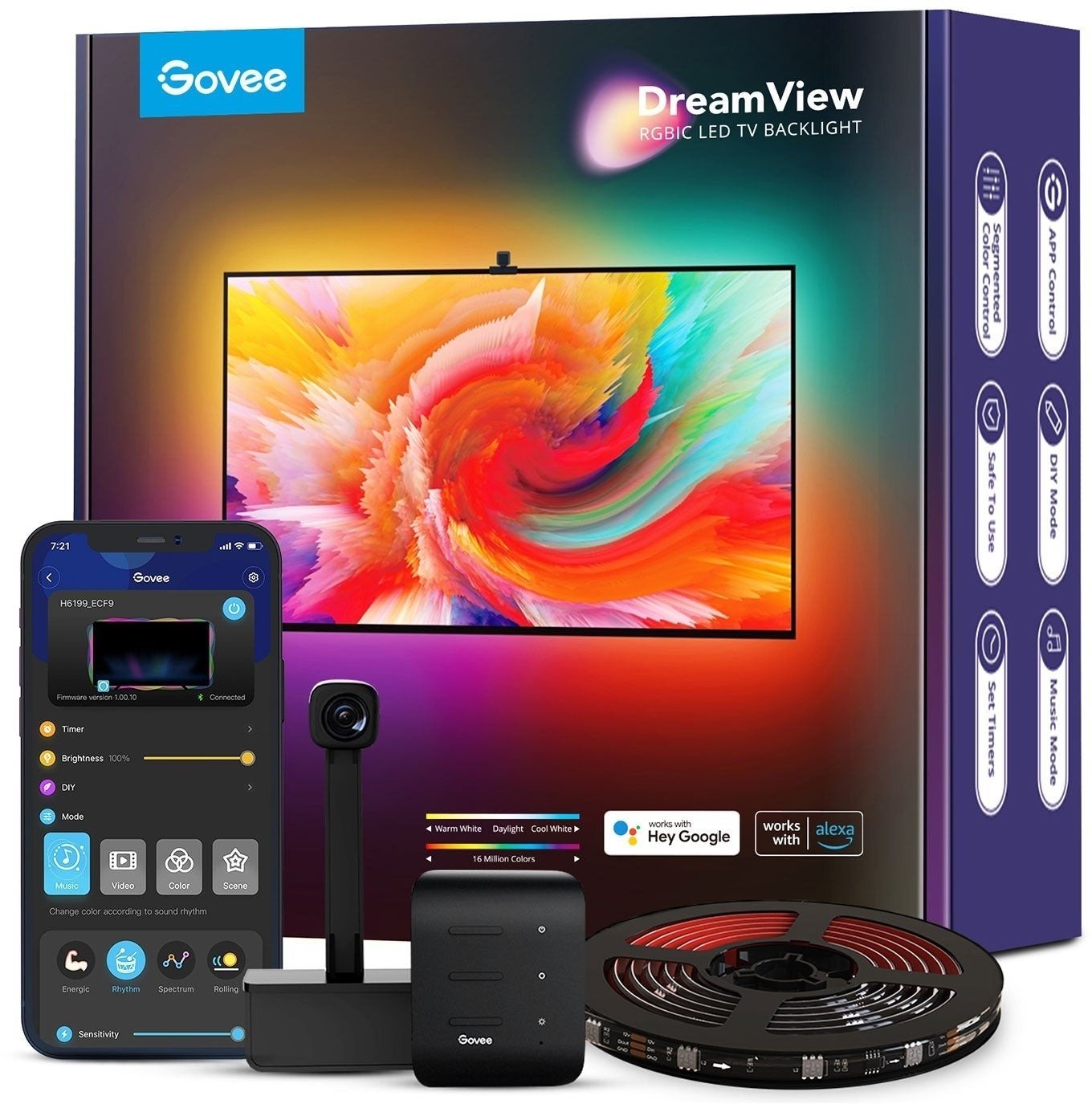 Набор адаптивной подсветки Govee H6199 DreamView T1 TV Backlight 75-85'' RGB Черный (H61993D4) фото 14