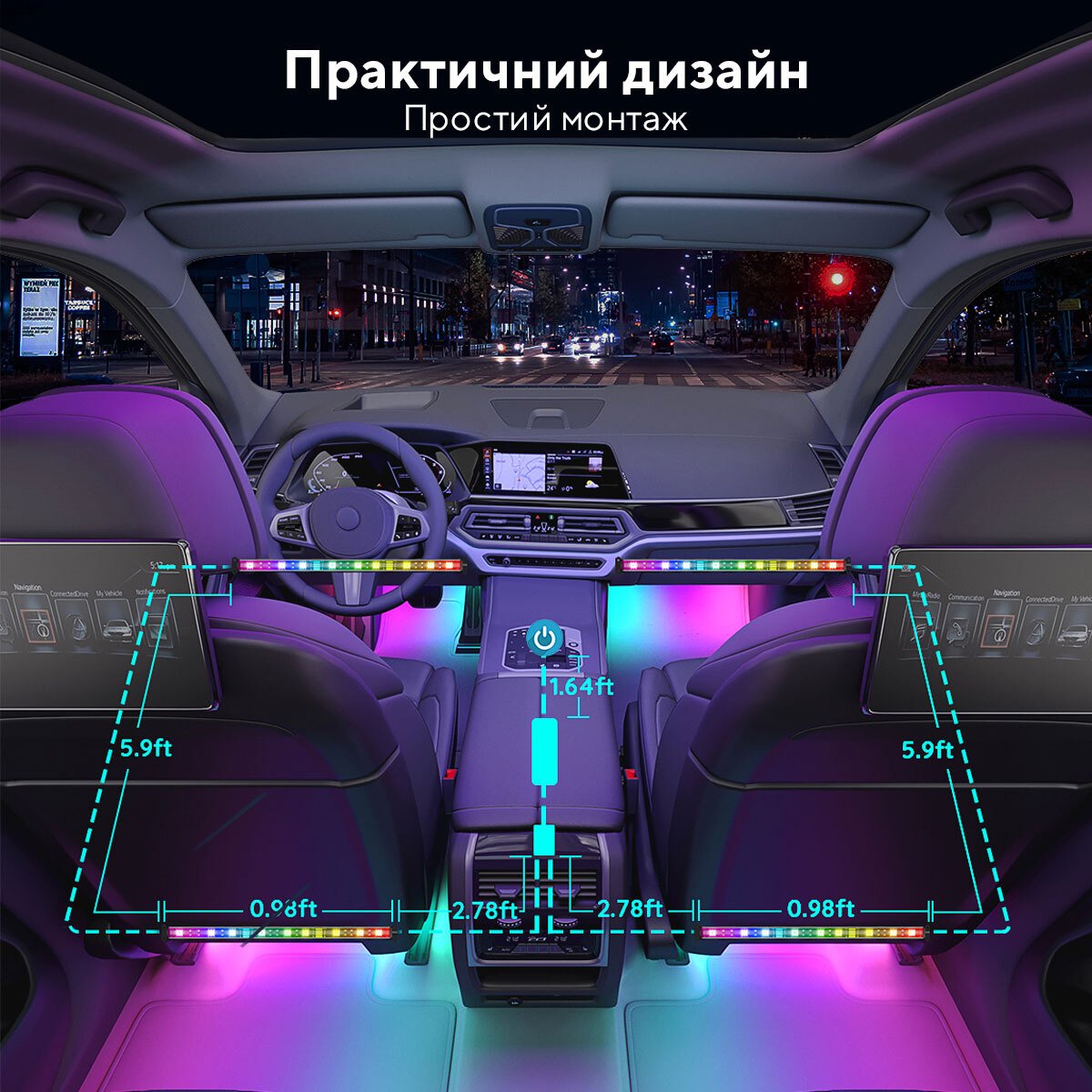 Набор умной подсветки для автомобиля Govee H7090 RGBIC Interior Car Lights Черный (H70900A1) фото 9