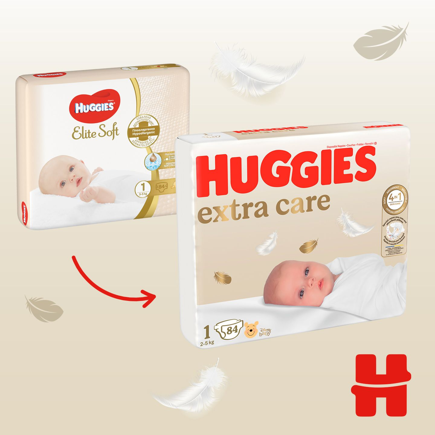 Підгузки Huggies Extra Care Mega 2 3-6кг 82штфото4