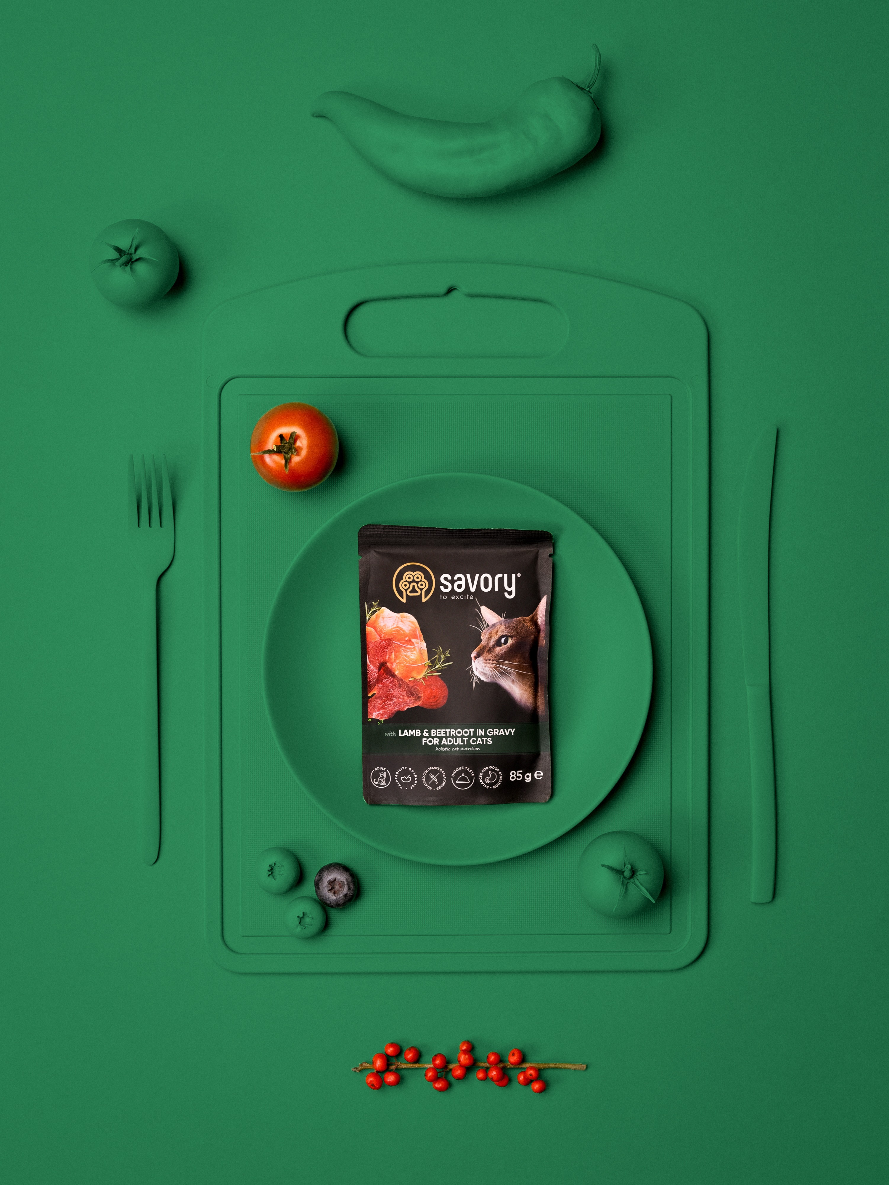 Влажный корм Savory для взрослых кошек, ягненок со свеклой в соусе, пауч, 85 г фото 5