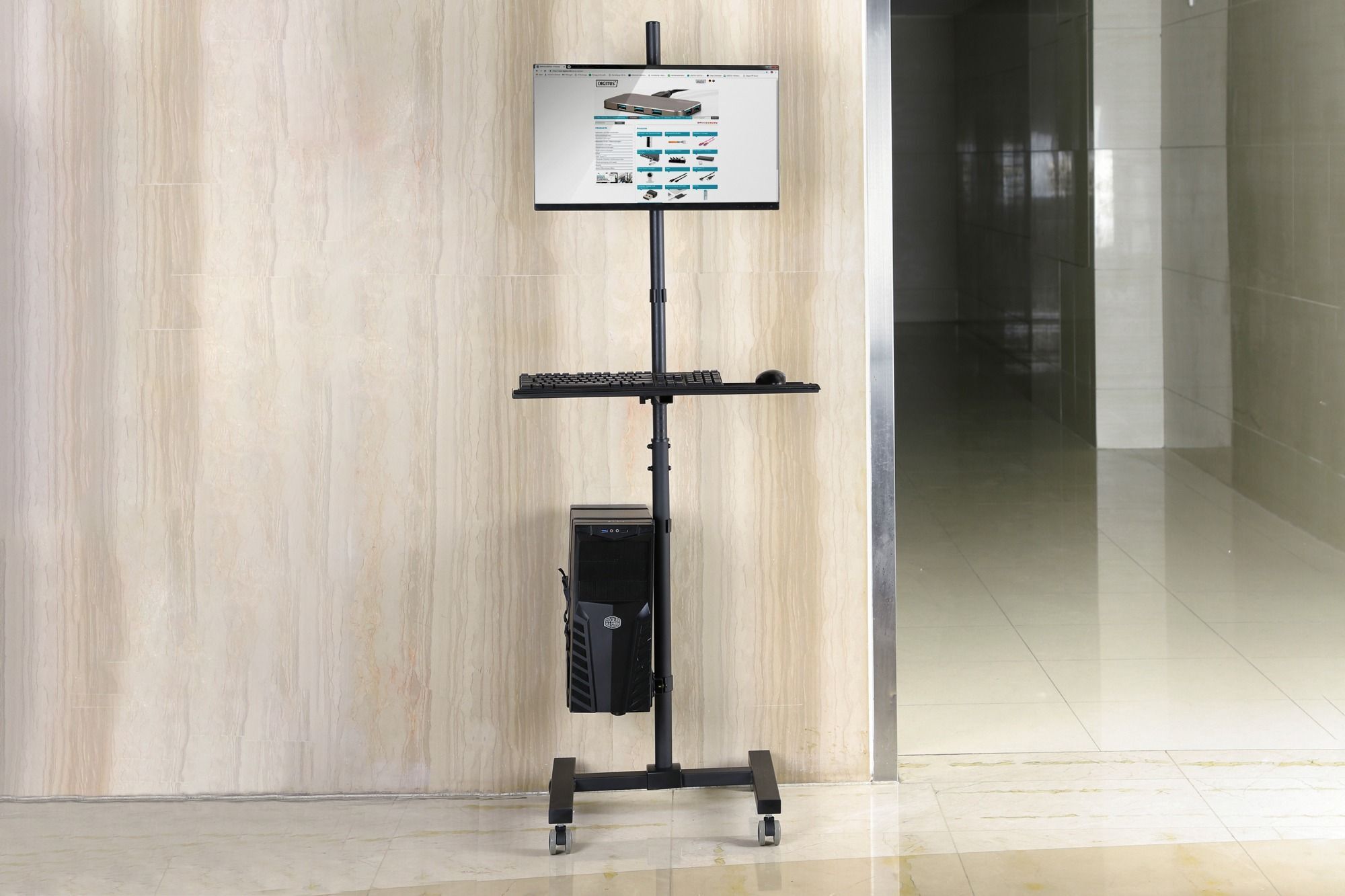 Крепление DIGITUS Mobile workstation, max. 8 kg load, 32" screen max., black (DA-90374) фото 9