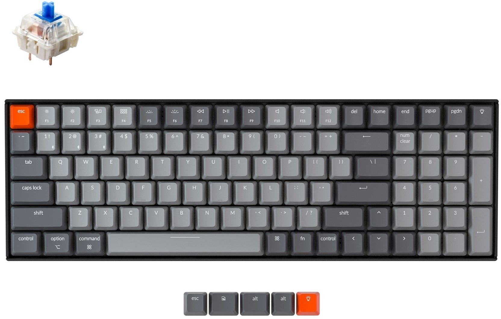 Клавиатура Keychron K4 100Key, Gateron G PRO Brown, BT/USB-A, EN/UKR, White Led, black (K4A3_Keychron) фото 9