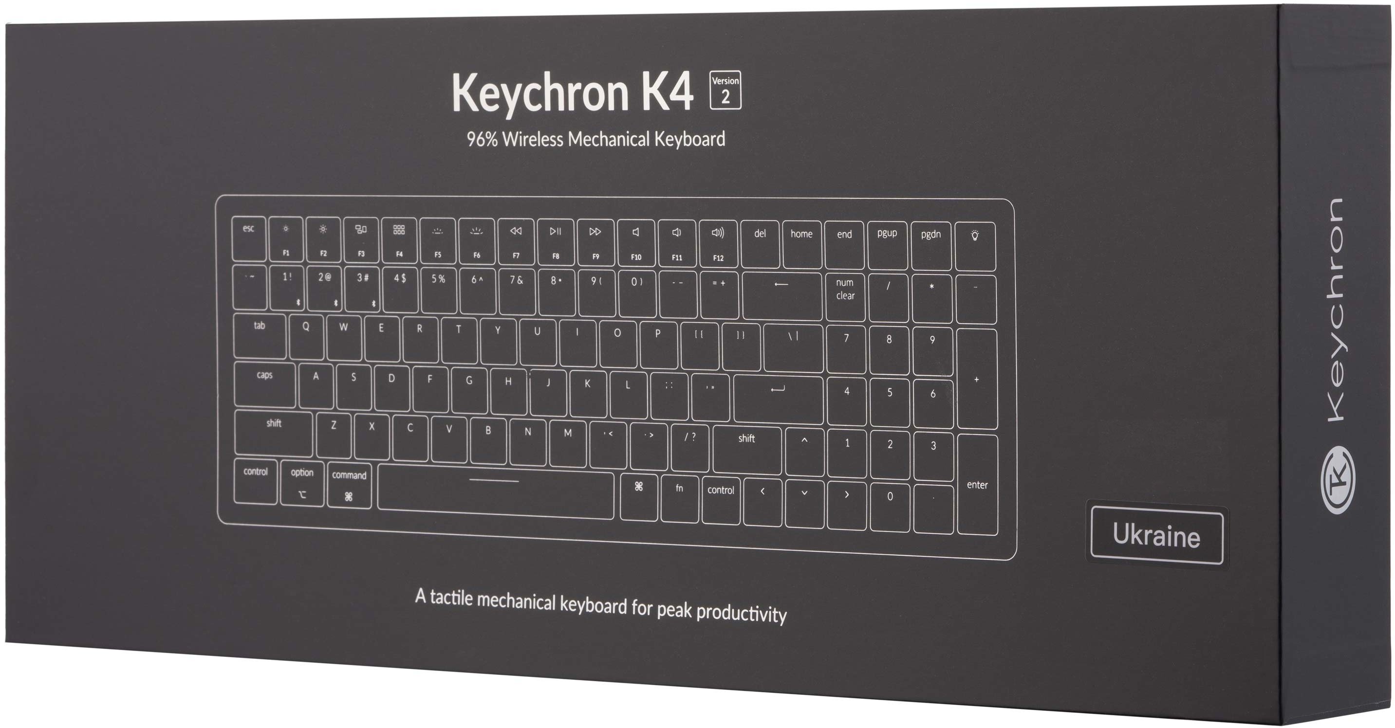 Клавіатура Keychron K4 100Key, Gateron G PRO Brown, BT/USB-A, EN/UKR, White Led, black (K4A3_Keychron)фото12