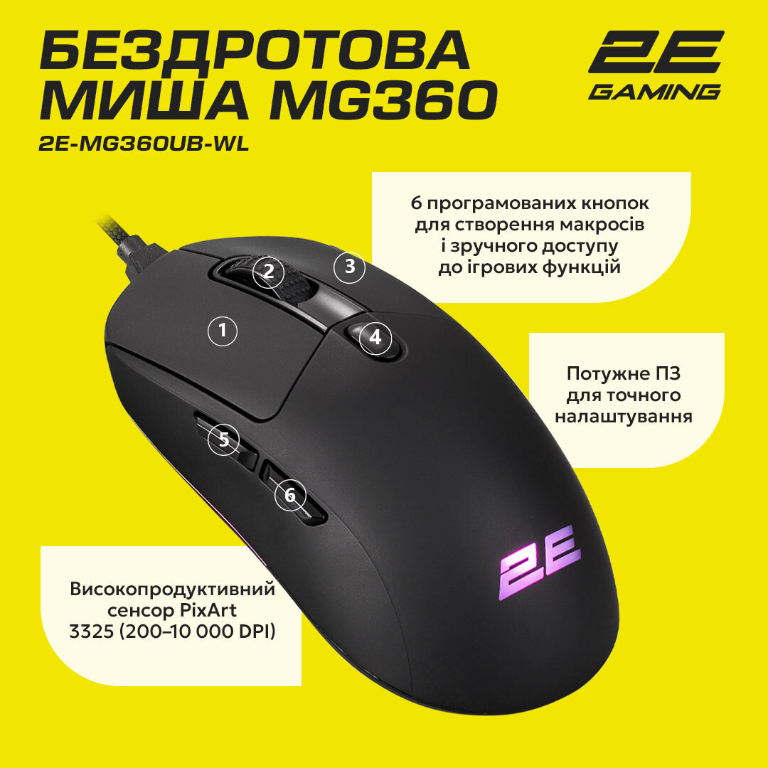 Игровая мышь 2E Gaming MG360 WL Black (2E-MG360UB-WL) фото 21