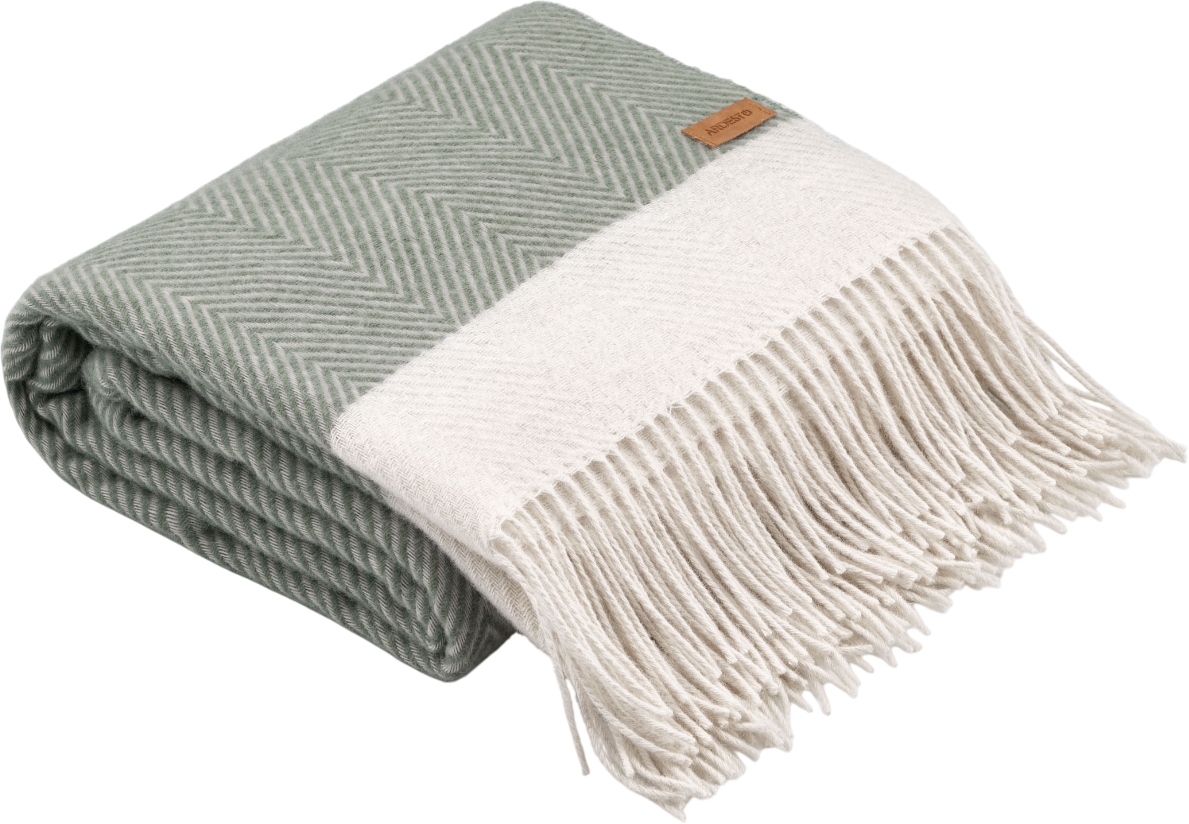 Плед ARDESTO Leonardo Bianco 140x200см, 100% шерсть, зеленый (ART0504LB) фото