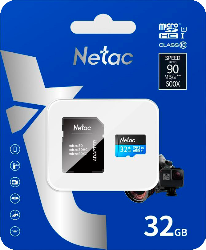 Карта памяти Netac microSD 32GB C10 UHS-I R80MB/s + SD адаптер (NT02P500STN-032G-R) фото 7