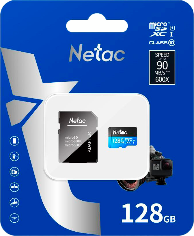 Карта памяти Netac microSD 128GB C10 UHS-I R80MB/s + SD адаптер (NT02P500STN-128G-R) фото 5