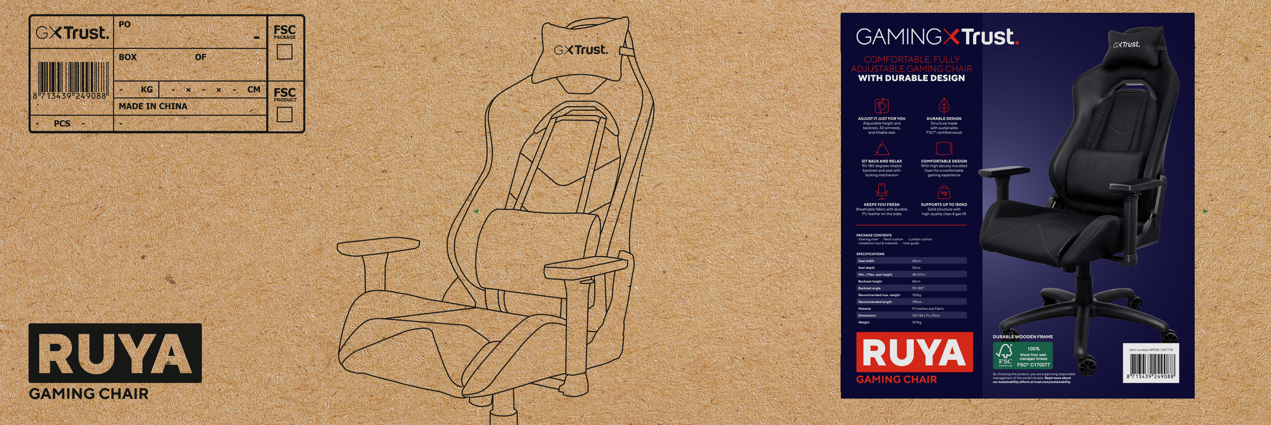 Крісло ігрове Trust GXT714 RUYA ECO Blackфото6