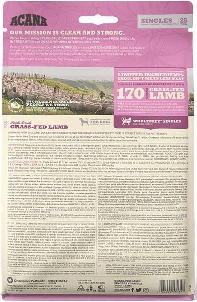 Сухий гіпоалергенний корм для собак Acana Grass-Fed Lamb 340 грфото5