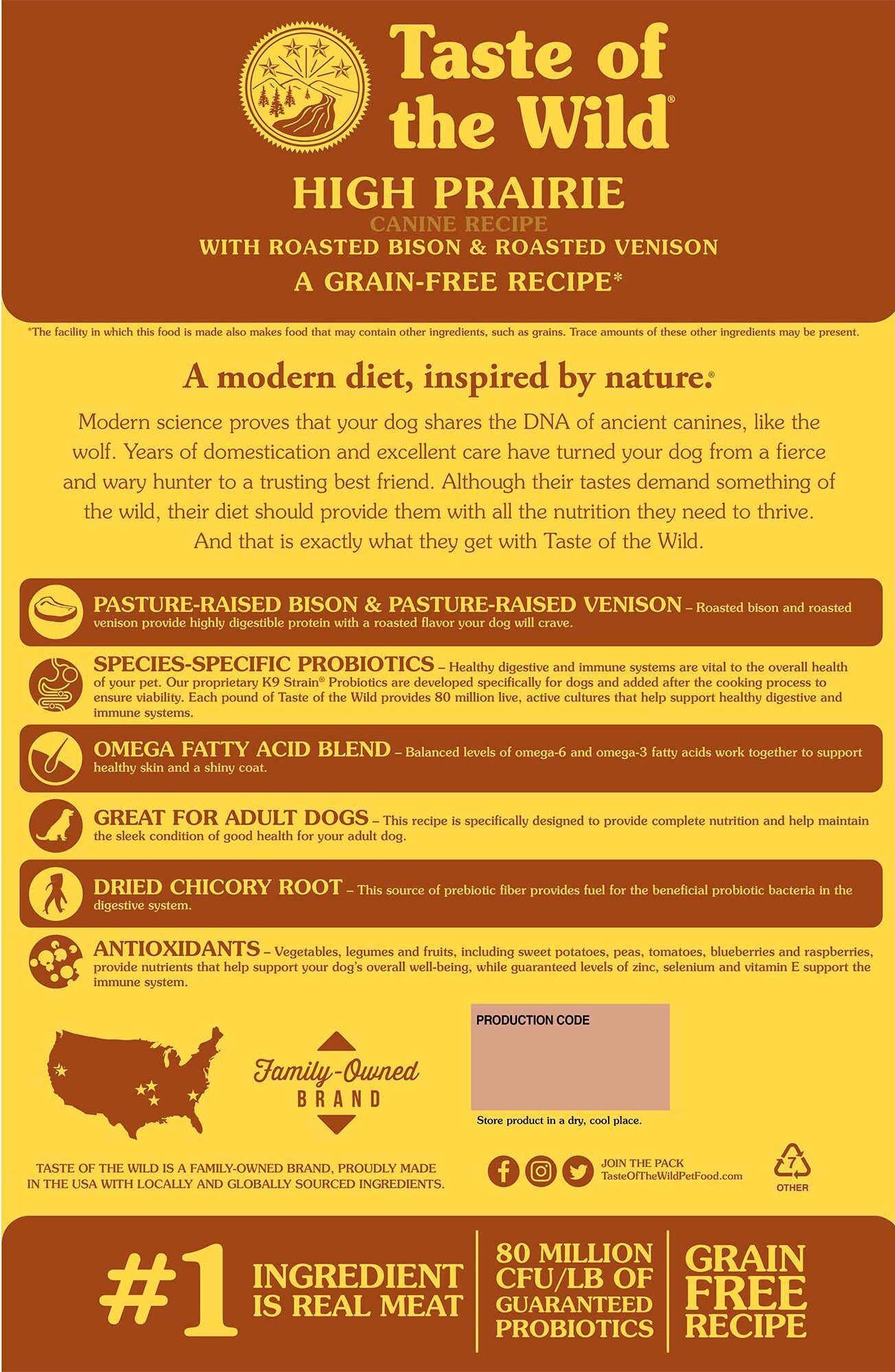 Сухой корм для собак Taste of the Wild High Prairie Canine Recipe с бизоном и олениной 2 кг фото 3