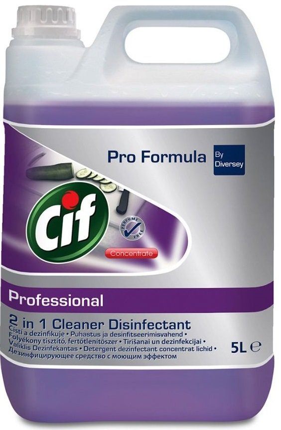 Средство для мытья и дезинфекции любих поверхностей Cif Prof 2в1 5л фото 2