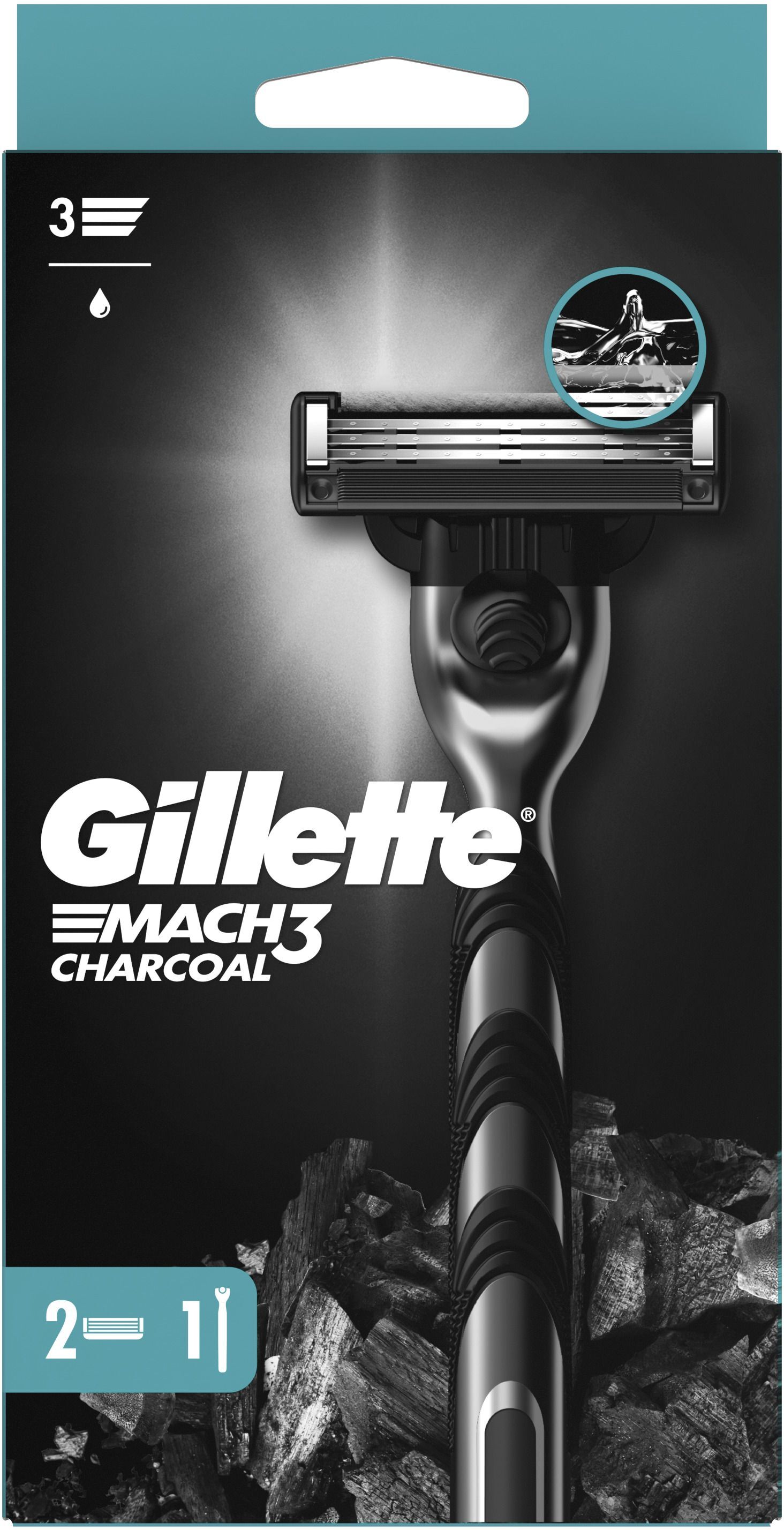 Бритва Gillette Mach 3 Charcoal з 2 змінними картриджамифото2