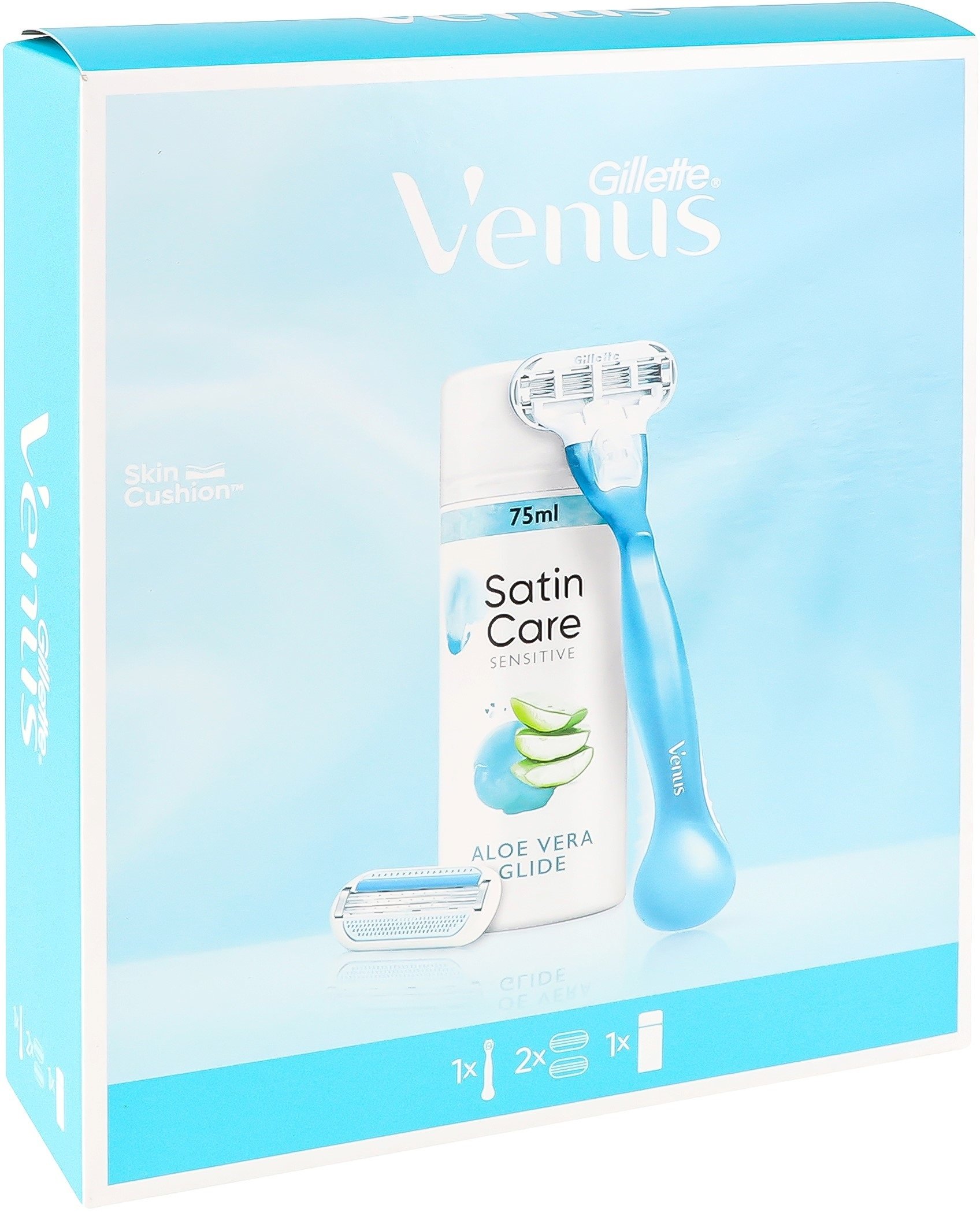 Подарунковий набір Бритва Gillette Venus Smooth з 2 змінними картирджами + Гель для гоління Gillette Satin Care 75млфото2