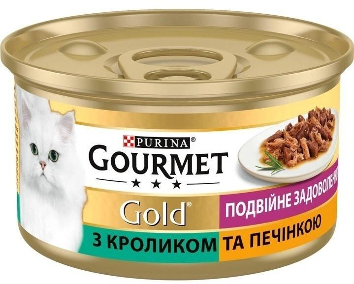 Упаковка влажного корма для кошек Gourmet Gold с кроликом и печенью 24*85г фото 2