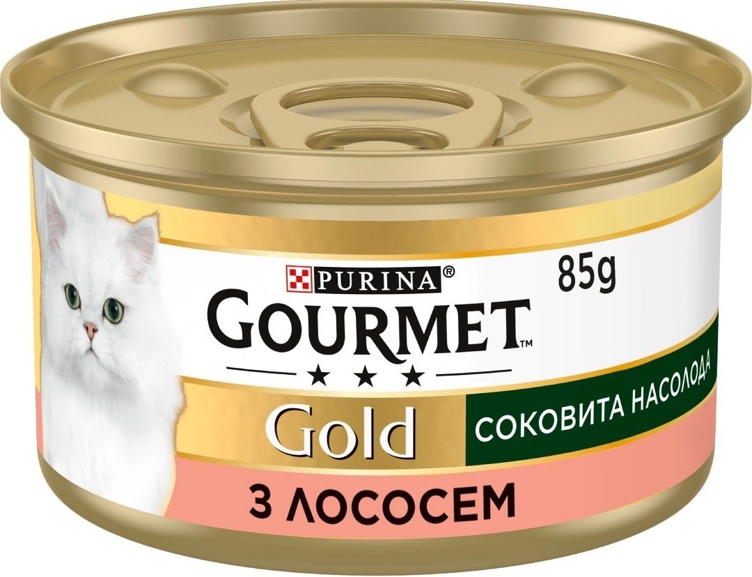 Упаковка влажного корма для кошек Gourmet Gold Сочное наслаждение с лососем 24 шт по 85г. фото 3