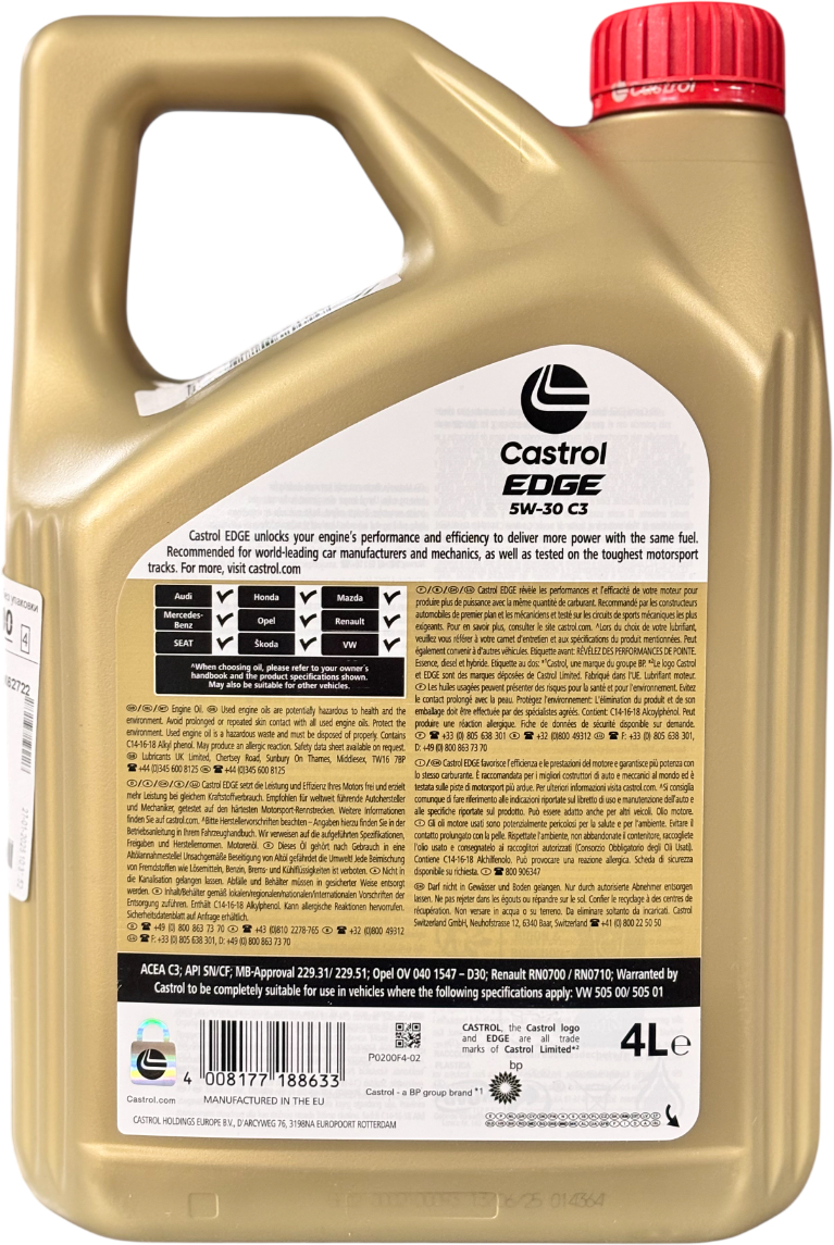 Масло моторное Castrol Edge 5W-30 C3, 4л (41071050812) (1552FF) фото 2