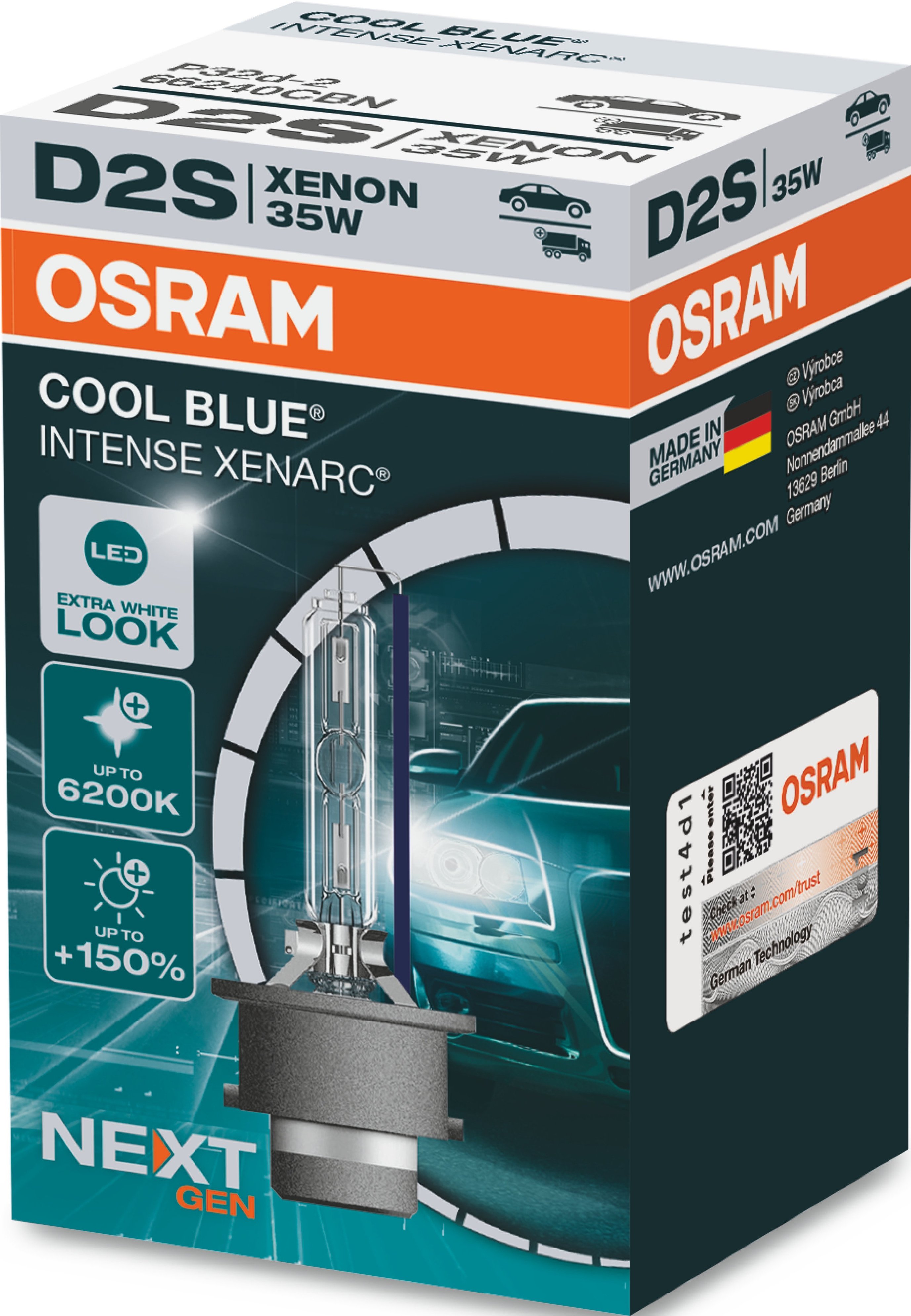 Лампа Osram ксенонова 85V D2S 35W P32D-2 xenarc Cool Blue Intense, Duobox (2шт) (OS_66240_CBI-HCB)фото2