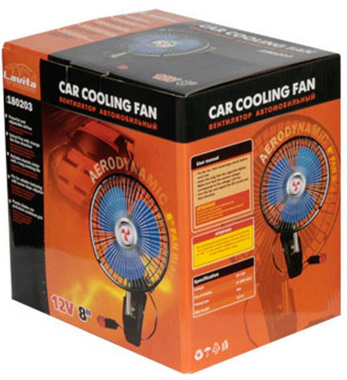 Вентилятор автомобильный Lavita 8" (20,3см), 12В, поворотный (LA_180203) фото 2