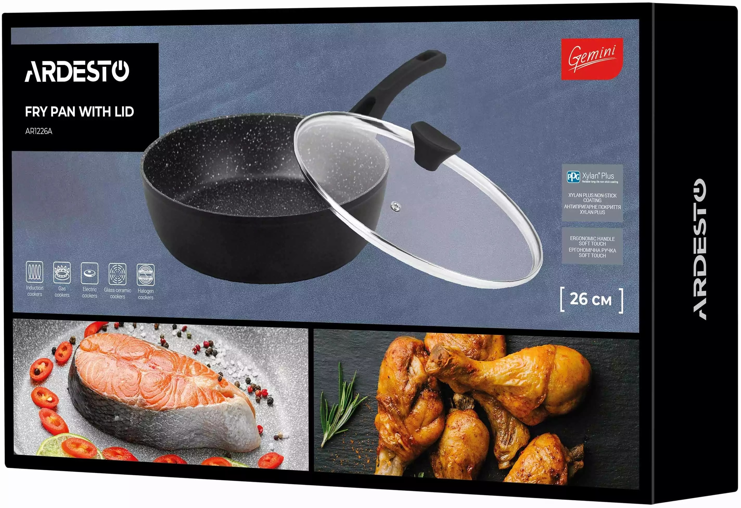 Сковорода глубокая ARDESTO Gemini Livorno с крышкой 26 см,алюминий (AR1226A) фото 7