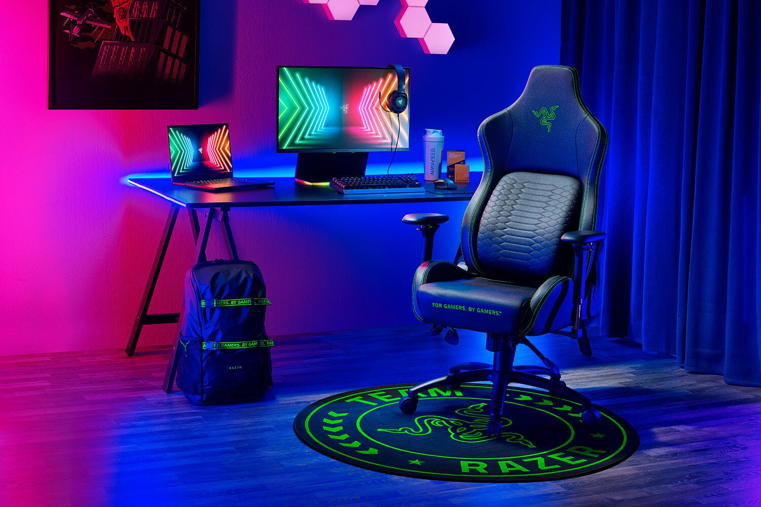 Килимок для крісла Razer Team Floor Rug Black-Green (RC81-03920100-R3M1)фото3