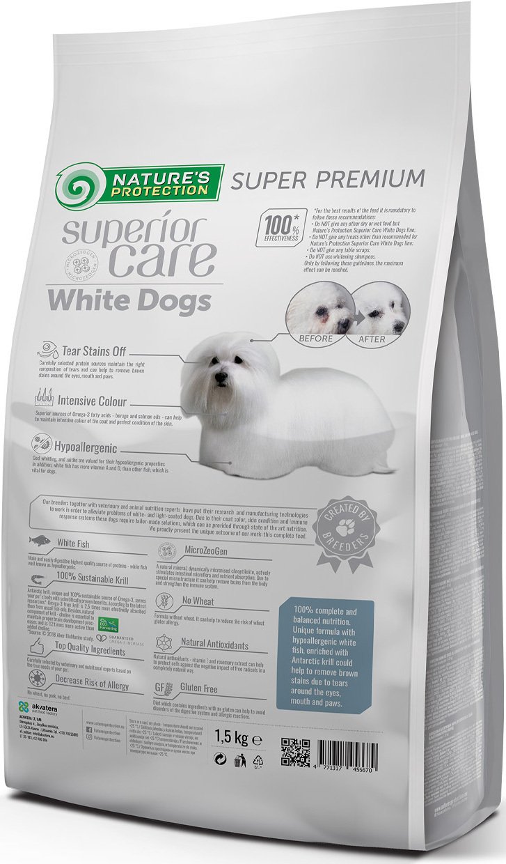 Сухой беззерновой корм для собак с белой шерстью Nature's Protection Superior Care Small and Mini Breeds 1.5 кг фото 2