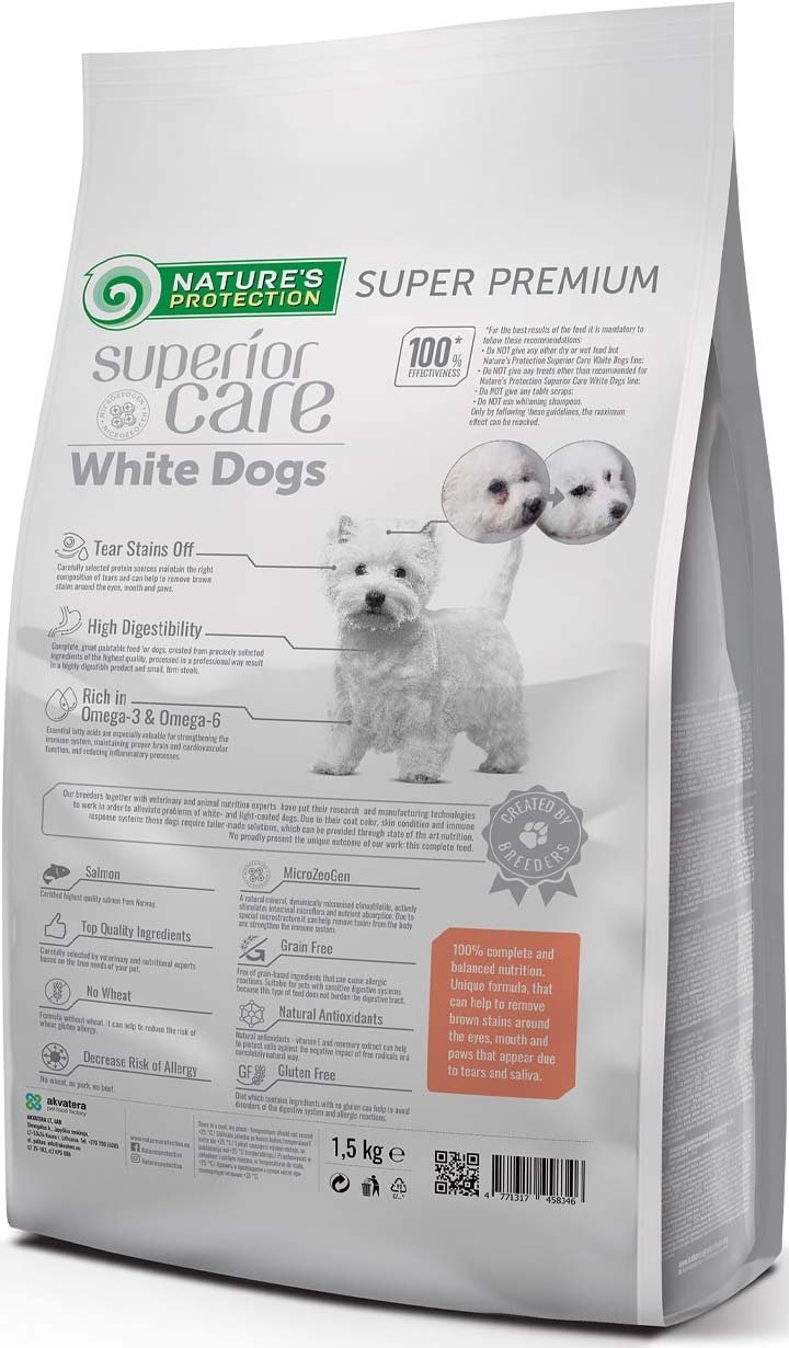 Сухой беззерновой корм для собак с белой шерстью Nature's Protection Superior Care Adult Small and Mini Breeds 1.5 кг фото 2