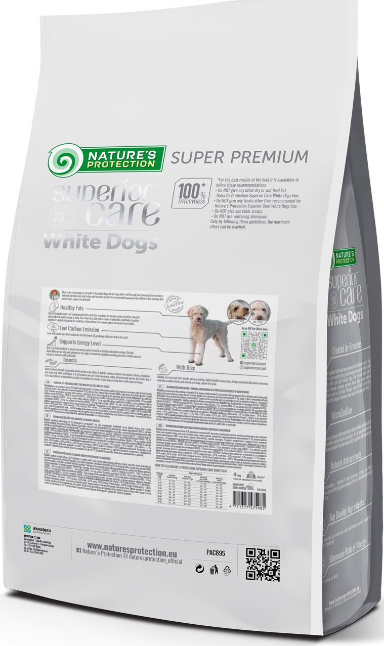 Сухой корм для собак с белой шерстью Nature's Protection Superior Care с белком насекомых 4 кг фото 2