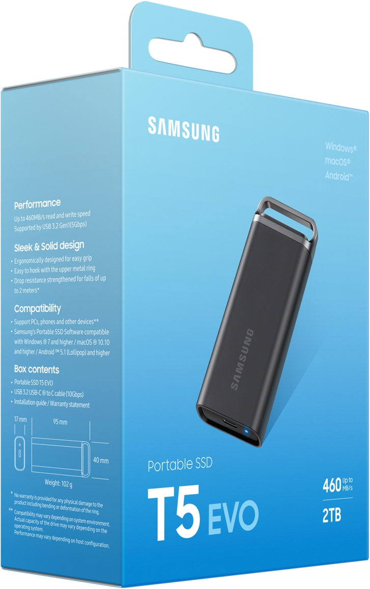 Портативний SSD Samsung 2TB T5 EVO USB-C 3.0 Shield T5 Black (MU-PH2T0S/EU)фото10