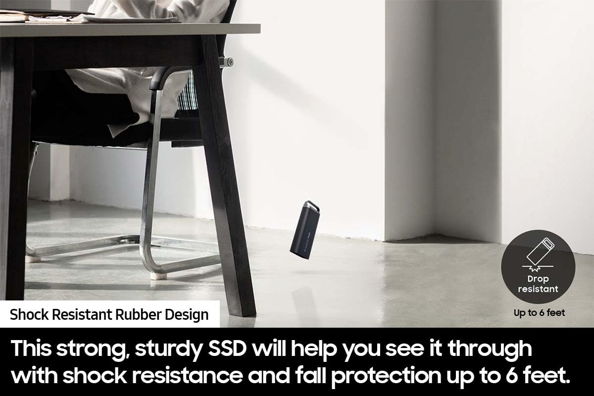 Портативний SSD Samsung 4TB T5 EVO USB-C 3.0 Shield T5 Black (MU-PH4T0S/EU)фото