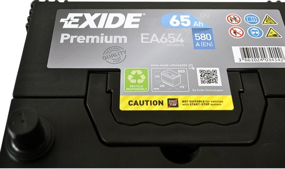 Автомобильный аккумулятор Exide 65Ah-12v Premium, R+, EN580, Азия (Korean B1) (5237607287) фото 3
