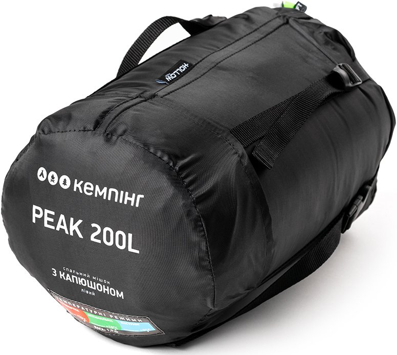 Спальный мешок КЕМПІНГ "Peak" 200L з капюшоном зеленый фото 8