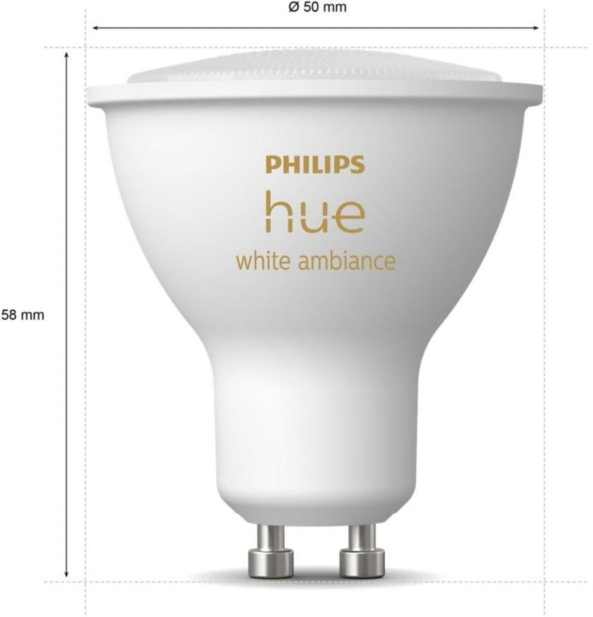 Лампа розумна Philips Hue GU10, 5W(50Вт), 2200K-6500K 3шт (929001953312)фото3