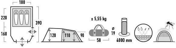 Намет тримісний High Peak Atmos 3 Dark Grey/Green (11535)фото9