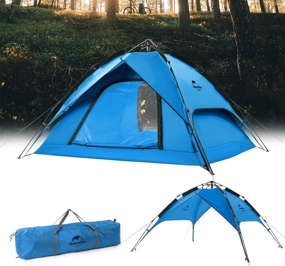 Палатка трехместная автоматическая Naturehike NH21ZP008, голубой фото 4